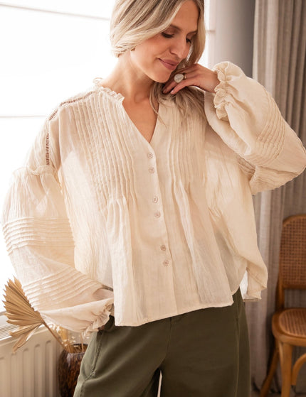 Fine Folds Beige - Blouse - ellemilla