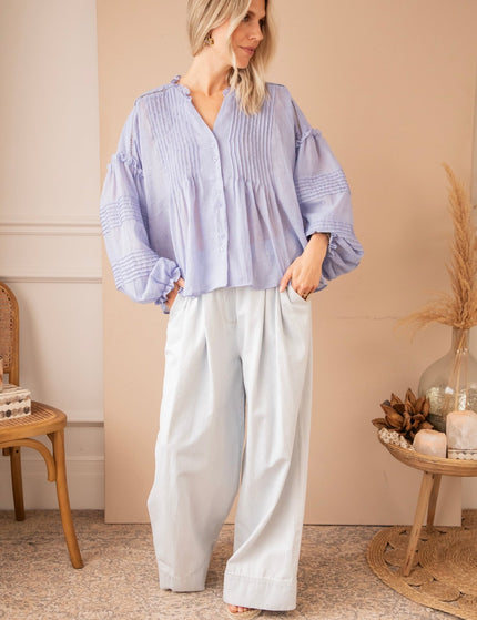 Fine Folds Blue - Blouse - ellemilla