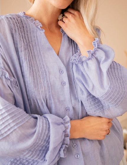 Fine Folds Blue - Blouse - ellemilla