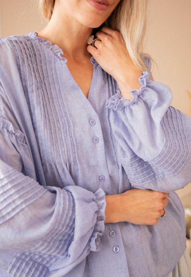 Fine Folds Blue - Blouse - ellemilla