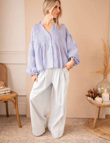 Fine Folds Blue - Blouse - ellemilla