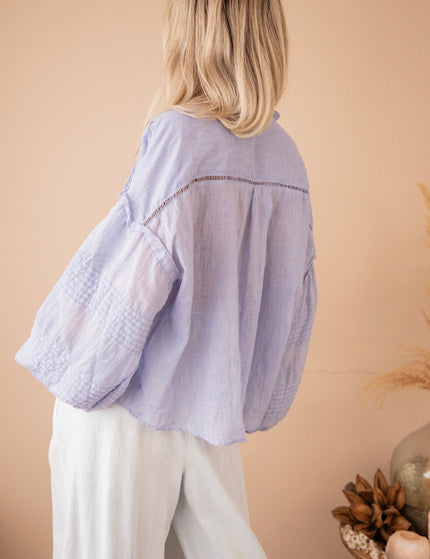 Fine Folds Blue - Blouse - ellemilla