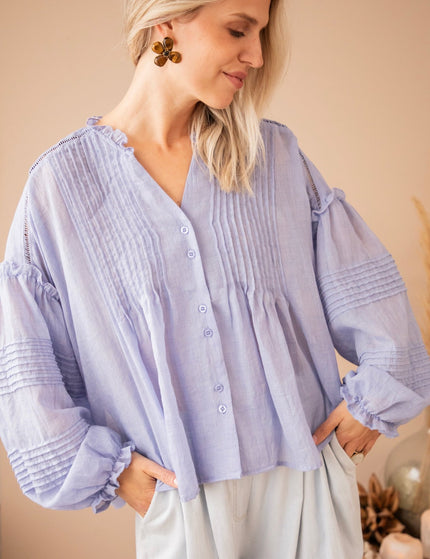 Fine Folds Blue - Blouse - ellemilla