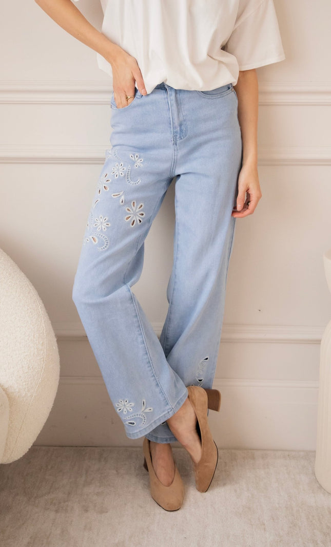 Floral Flow Light Blue - Jeans - ellemilla
