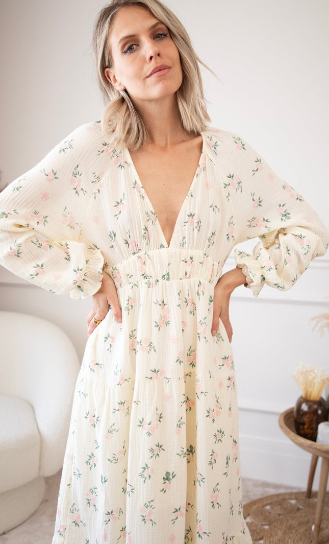 Florette Beige - Maxi Jurk - ellemilla