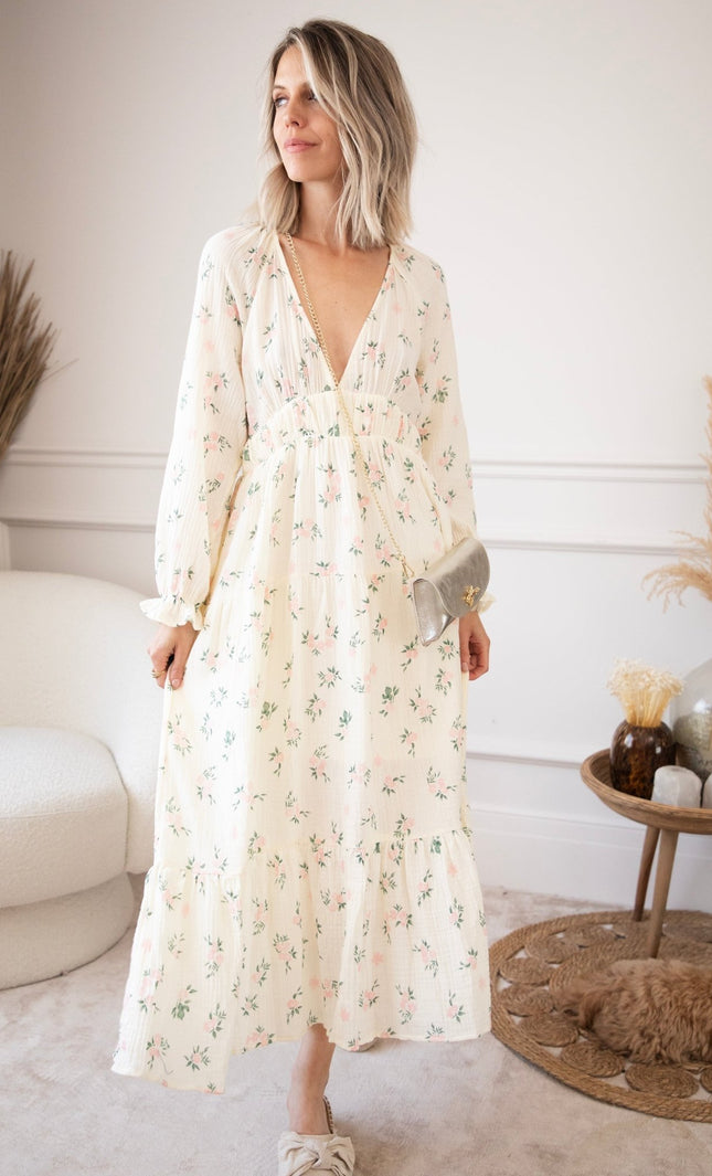 Florette Beige - Maxi Jurk - ellemilla