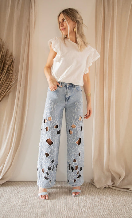 Flower Fantasy Blue - Jeans - ellemilla