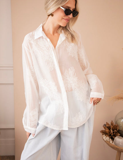 Flower Mist White - Blouse - ellemilla