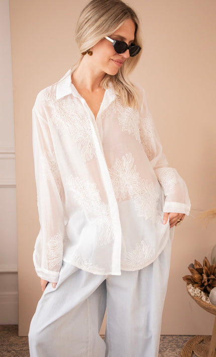 Flower Mist White - Blouse - ellemilla