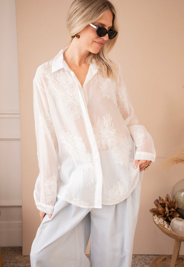 Flower Mist White - Blouse - ellemilla