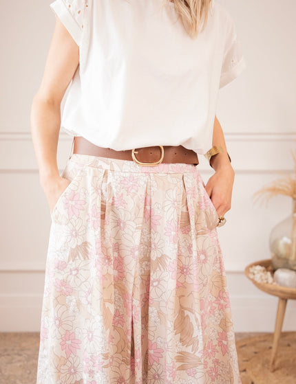 Flower Pop Wide Beige - Rok - ellemilla