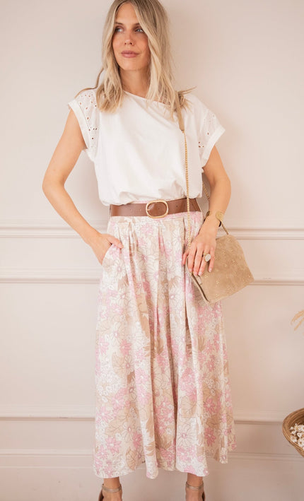 Flower Pop Wide Beige - Rok - ellemilla