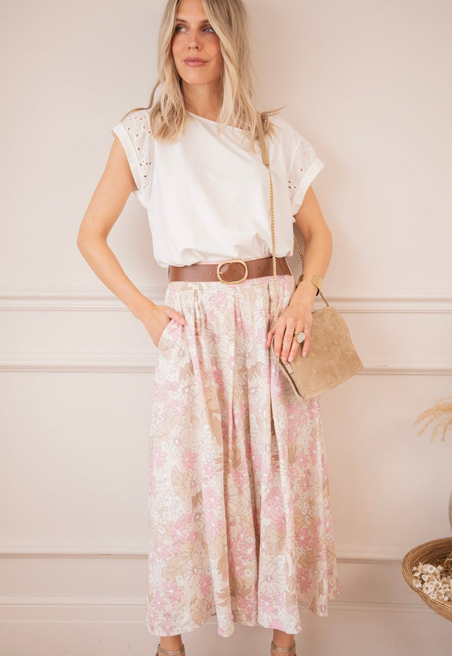 Flower Pop Wide Beige - Rok - ellemilla