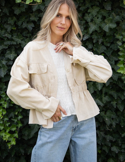 Gathered Grace Beige - Jacket - ellemilla