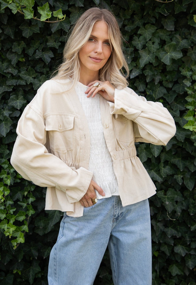 Gathered Grace Beige - Jacket - ellemilla