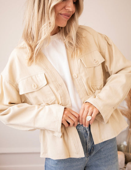 Gathered Grace Beige - Jacket - ellemilla