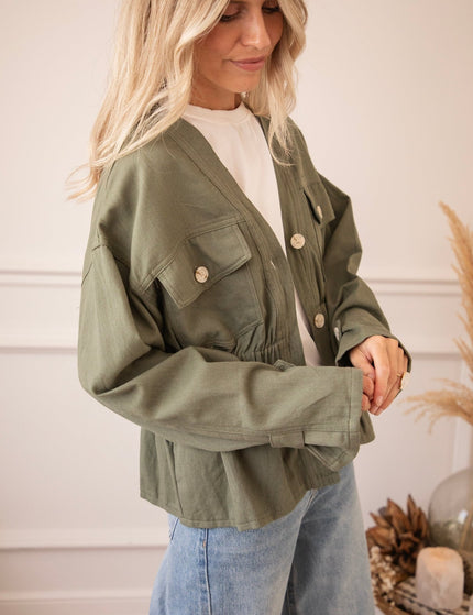 Gathered Grace Kaki - Jacket - ellemilla