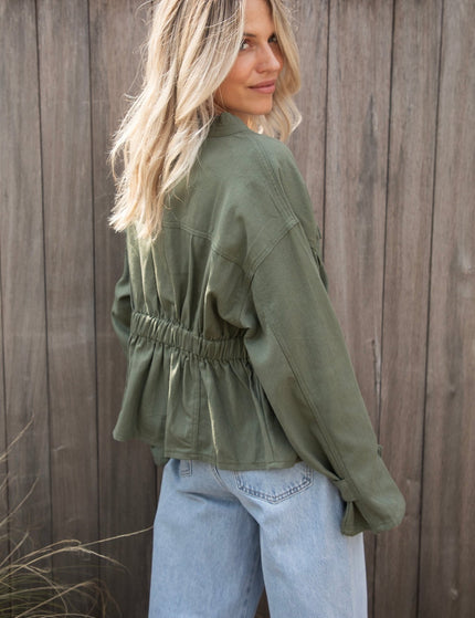 Gathered Grace Kaki - Jacket - ellemilla