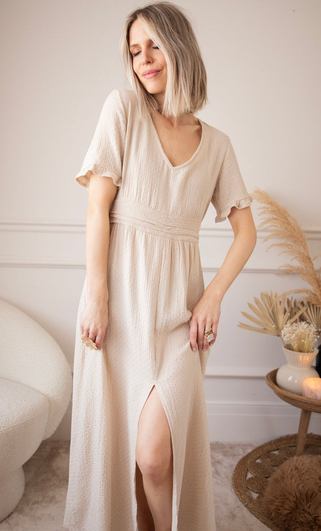 Gold Dots Beige - Maxi Jurk - ellemilla