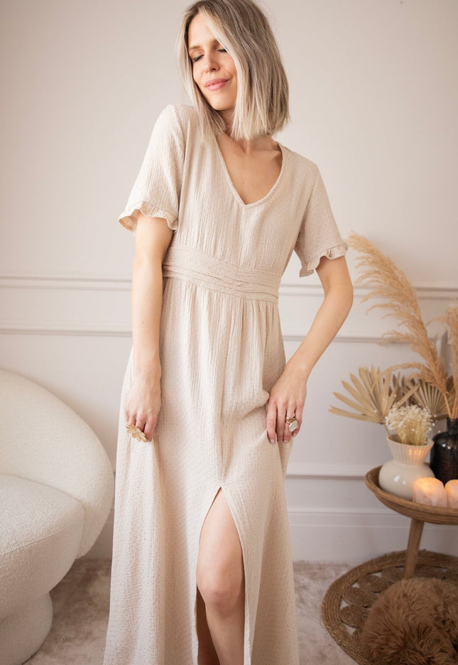 Gold Dots Beige - Maxi Jurk - ellemilla