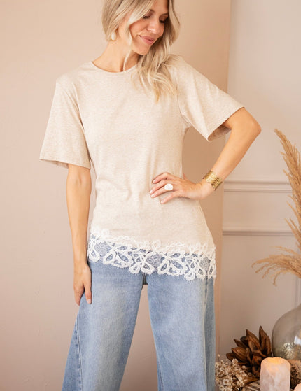 Grace In Lace Beige - T-Shirt - ellemilla