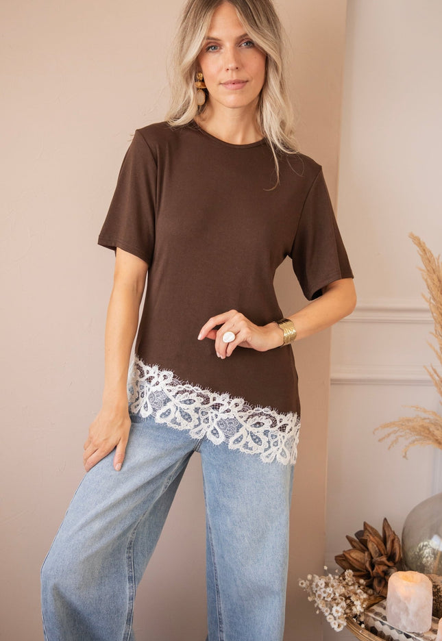 Grace In Lace Brown - T-Shirt - ellemilla