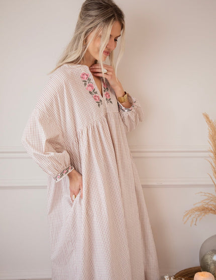 Grid & Grow Burgundy - Maxi Jurk - ellemilla