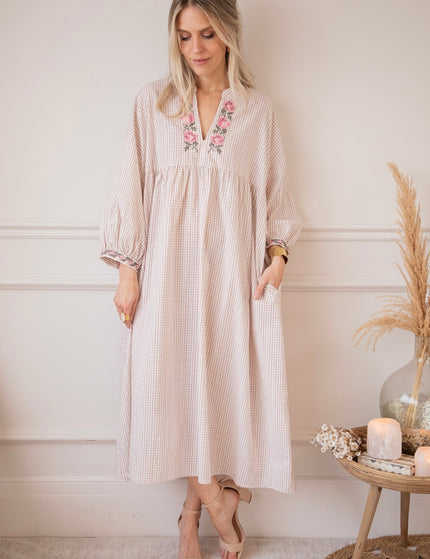 Grid & Grow Burgundy - Maxi Jurk - ellemilla