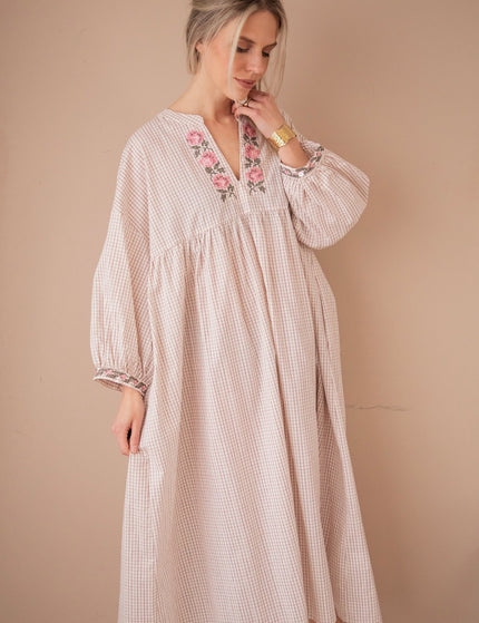 Grid & Grow Burgundy - Maxi Jurk - ellemilla