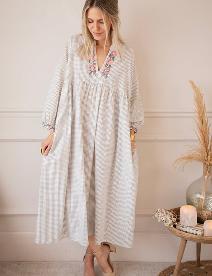 Grid & Grow Dark Blue - Maxi Jurk - ellemilla