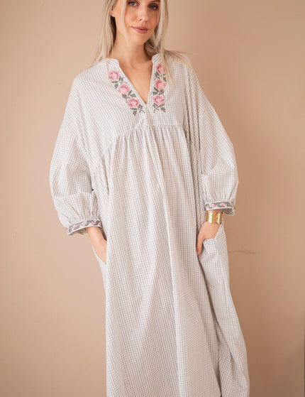 Grid & Grow Dark Blue - Maxi Jurk - ellemilla