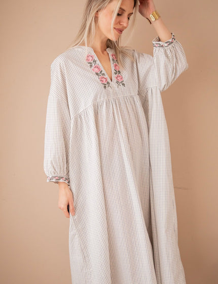 Grid & Grow Dark Blue - Maxi Jurk - ellemilla
