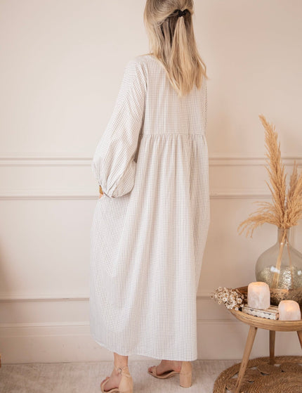 Grid & Grow Dark Blue - Maxi Jurk - ellemilla