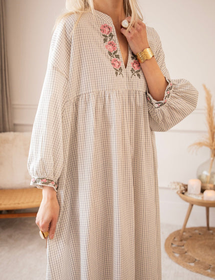 Grid & Grow Dark Blue - Maxi Jurk - ellemilla