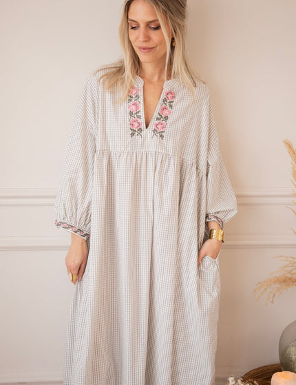 Grid & Grow Dark Blue - Maxi Jurk - ellemilla