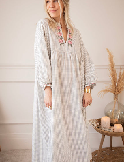 Grid & Grow Dark Blue - Maxi Jurk - ellemilla