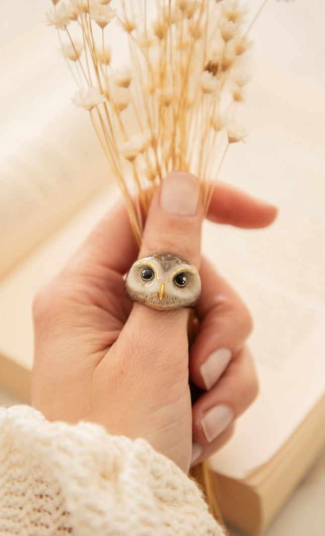 Happy Owl Brown - Ring - ellemilla