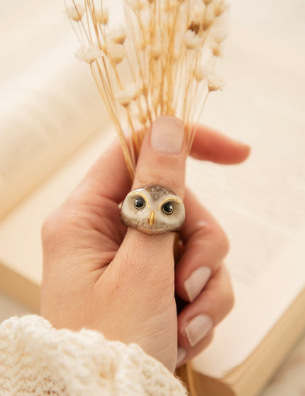 Happy Owl Brown - Ring - ellemilla
