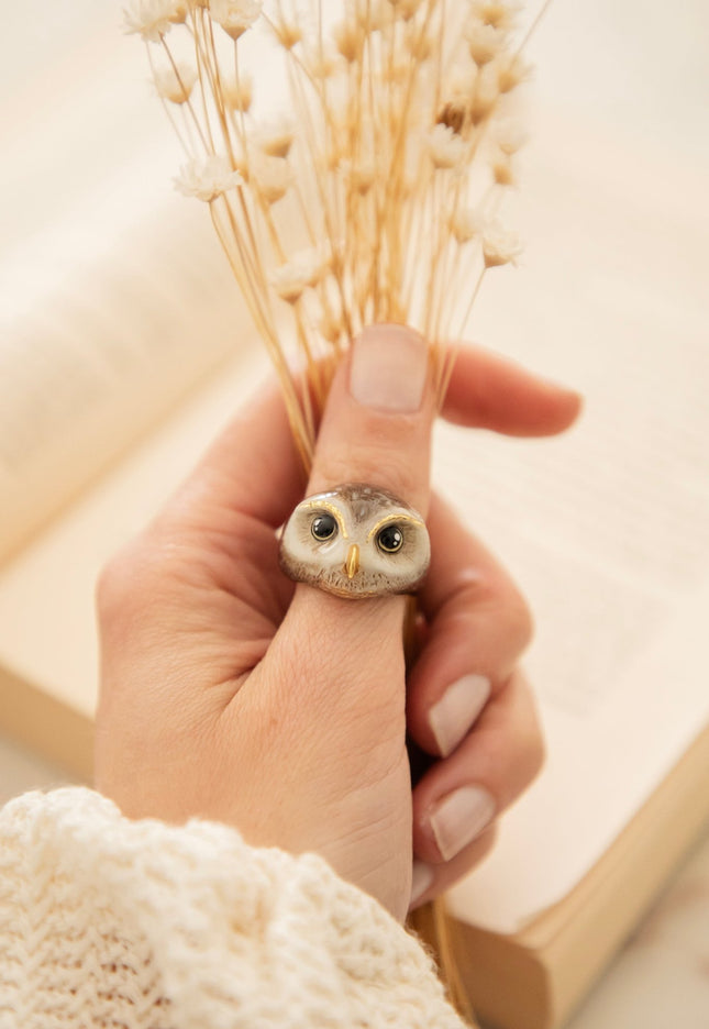 Happy Owl Brown - Ring - ellemilla