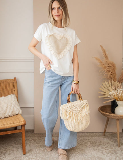 I've Got A Big Heart White/Taupe - T-Shirt - ellemilla