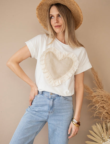 I've Got A Big Heart White/Taupe - T-Shirt - ellemilla