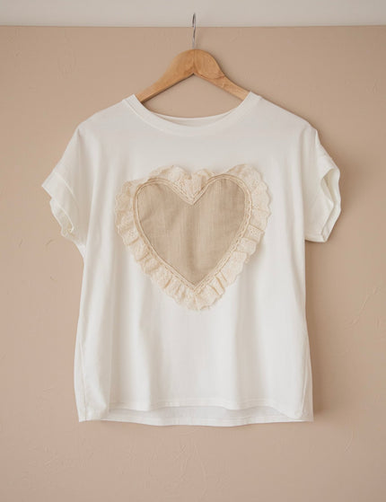 I've Got A Big Heart White/Taupe - T-Shirt - ellemilla