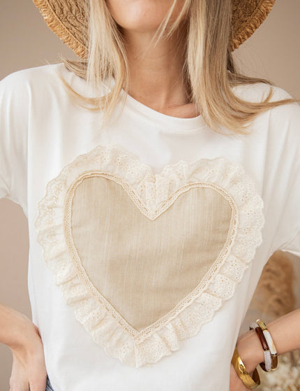 I've Got A Big Heart White/Taupe - T-Shirt - ellemilla