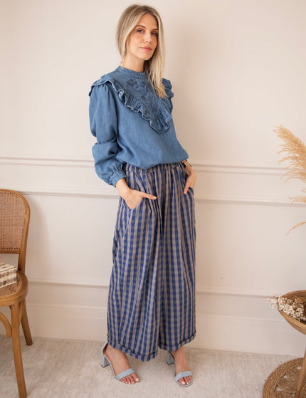 Jeany Ruche Blue - Blouse - ellemilla