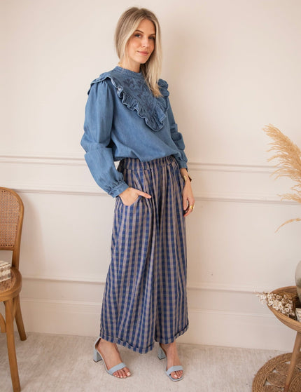 Jeany Ruche Blue - Blouse - ellemilla
