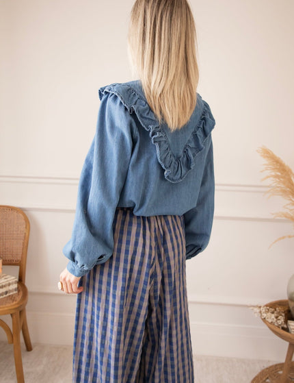 Jeany Ruche Blue - Blouse - ellemilla
