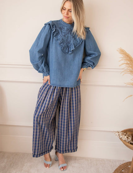 Jeany Ruche Blue - Blouse - ellemilla