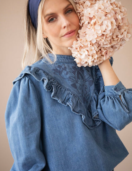 Jeany Ruche Blue - Blouse - ellemilla