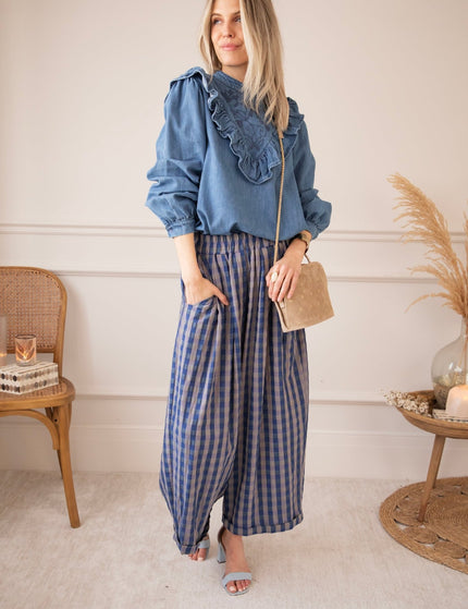 Jeany Ruche Blue - Blouse - ellemilla