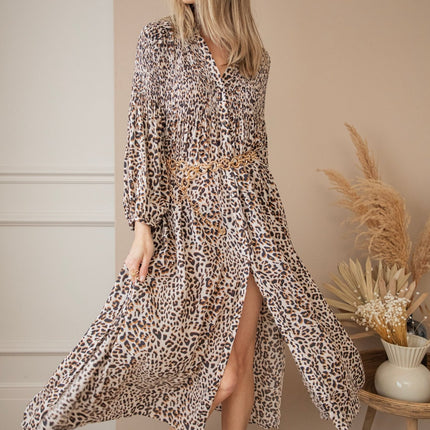 Joyce Beige/Leopard - Maxi Jurk - ellemilla